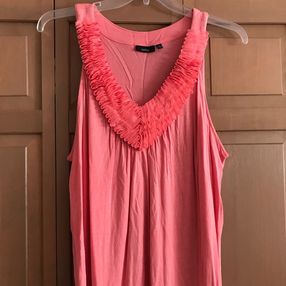 Pink Tank Top with Ruffle Detail